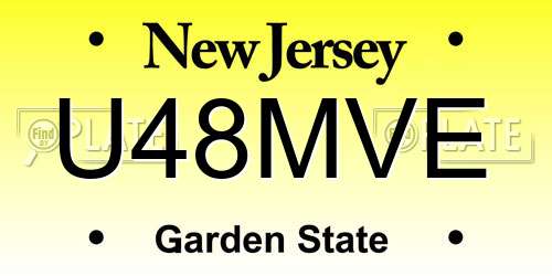 U48MVE New Jersey License Plate