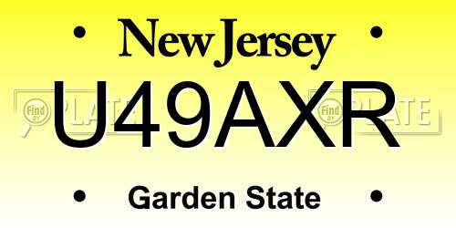 U49AXR New Jersey License Plate