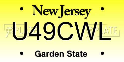 U49CWL New Jersey License Plate
