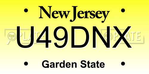 U49DNX New Jersey License Plate