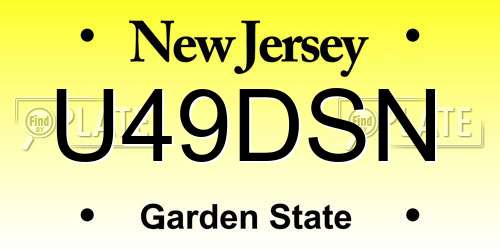 U49DSN New Jersey License Plate