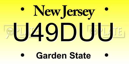 U49DUU New Jersey License Plate