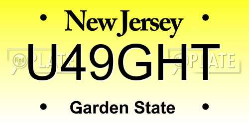 U49GHT New Jersey License Plate