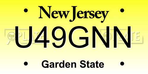 U49GNN New Jersey License Plate