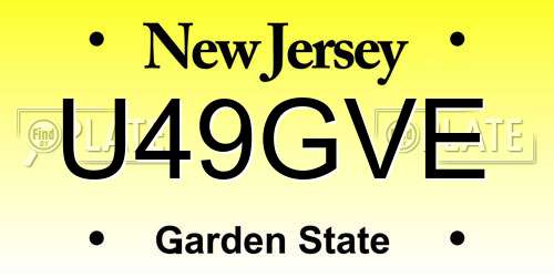 U49GVE New Jersey License Plate
