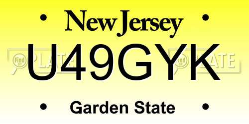 U49GYK New Jersey License Plate