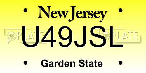 U49JSL New Jersey License Plate