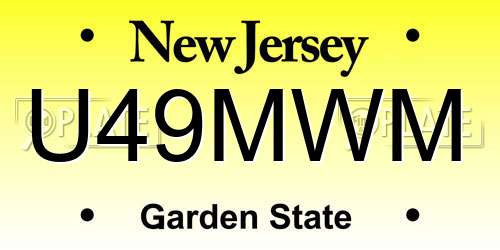 U49MWM New Jersey License Plate