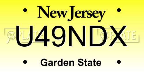 U49NDX New Jersey License Plate