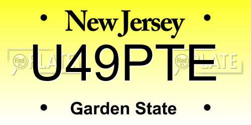 U49PTE New Jersey License Plate