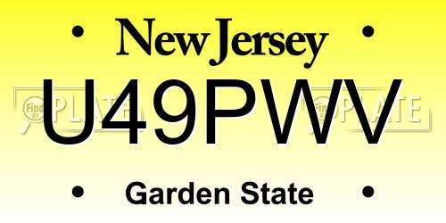 U49PWV New Jersey License Plate