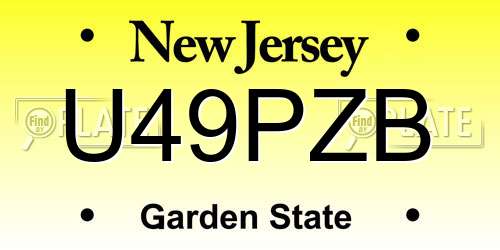 U49PZB New Jersey License Plate