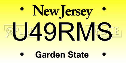 U49RMS New Jersey License Plate
