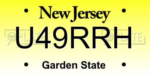 U49RRH New Jersey License Plate