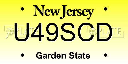 U49SCD New Jersey License Plate