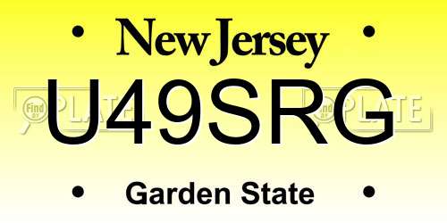 U49SRG New Jersey License Plate