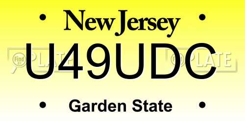 U49UDC New Jersey License Plate