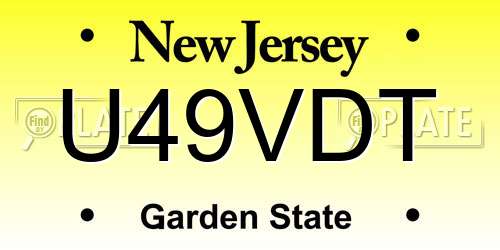 U49VDT New Jersey License Plate