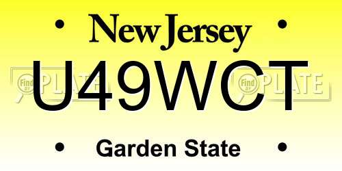 U49WCT New Jersey License Plate