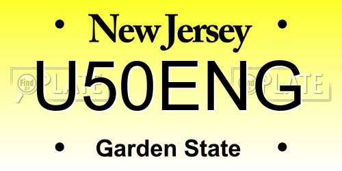 U50ENG New Jersey License Plate