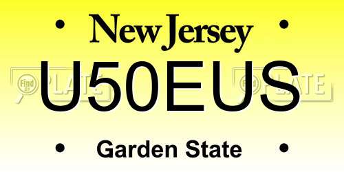U50EUS New Jersey License Plate