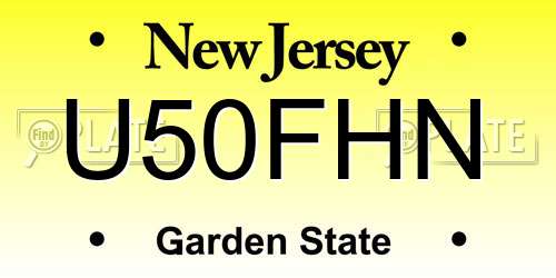 U50FHN New Jersey License Plate