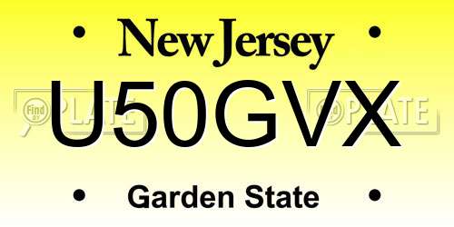 U50GVX New Jersey License Plate