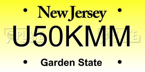 U50KMM New Jersey License Plate