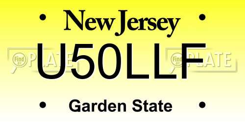 U50LLF New Jersey License Plate