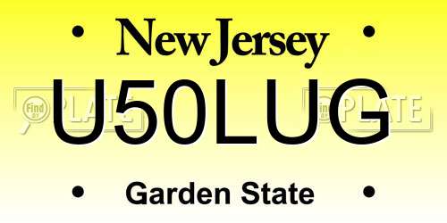 U50LUG New Jersey License Plate