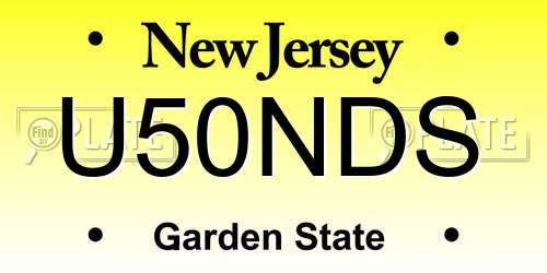 U50NDS New Jersey License Plate