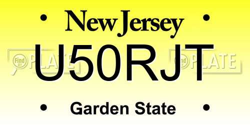 U50RJT New Jersey License Plate