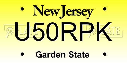 U50RPK New Jersey License Plate