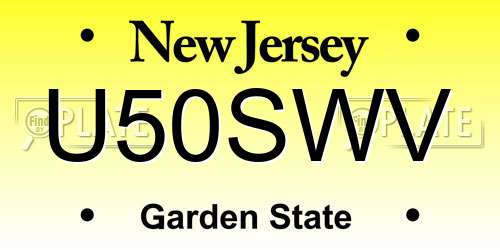 U50SWV New Jersey License Plate