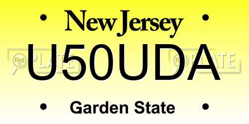 U50UDA New Jersey License Plate