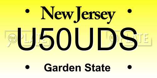 U50UDS New Jersey License Plate