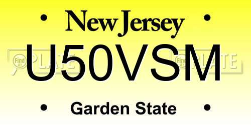 U50VSM New Jersey License Plate
