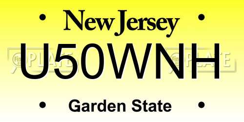 U50WNH New Jersey License Plate