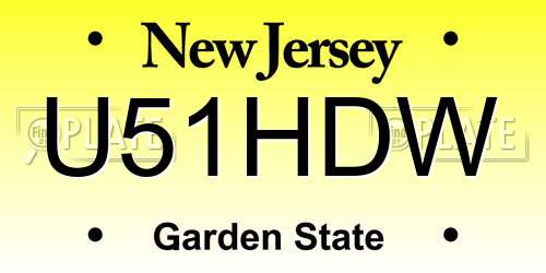 U51HDW New Jersey License Plate