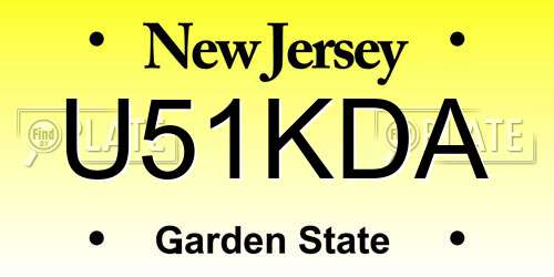U51KDA New Jersey License Plate