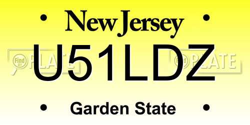 U51LDZ New Jersey License Plate