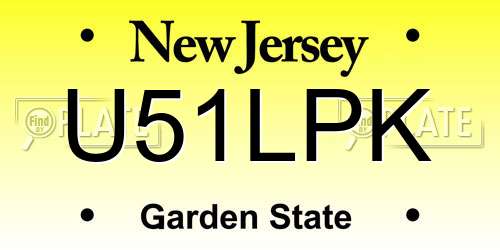 U51LPK New Jersey License Plate