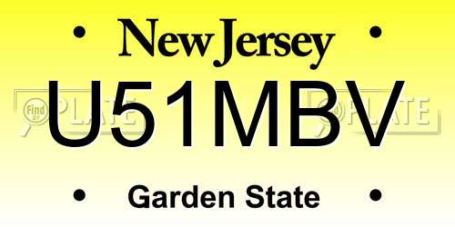 U51MBV New Jersey License Plate