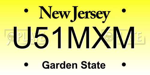 U51MXM New Jersey License Plate