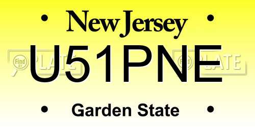 U51PNE New Jersey License Plate