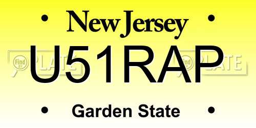 U51RAP New Jersey License Plate