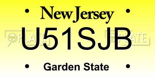 U51SJB New Jersey License Plate