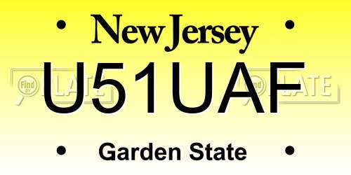 U51UAF New Jersey License Plate