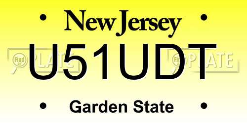 U51UDT New Jersey License Plate