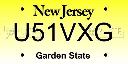 U51VXG New Jersey License Plate